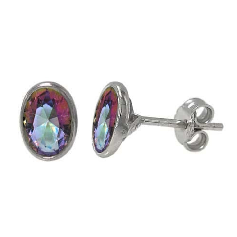 Mystic topaz stud earrings in Sterling Silver    🆕